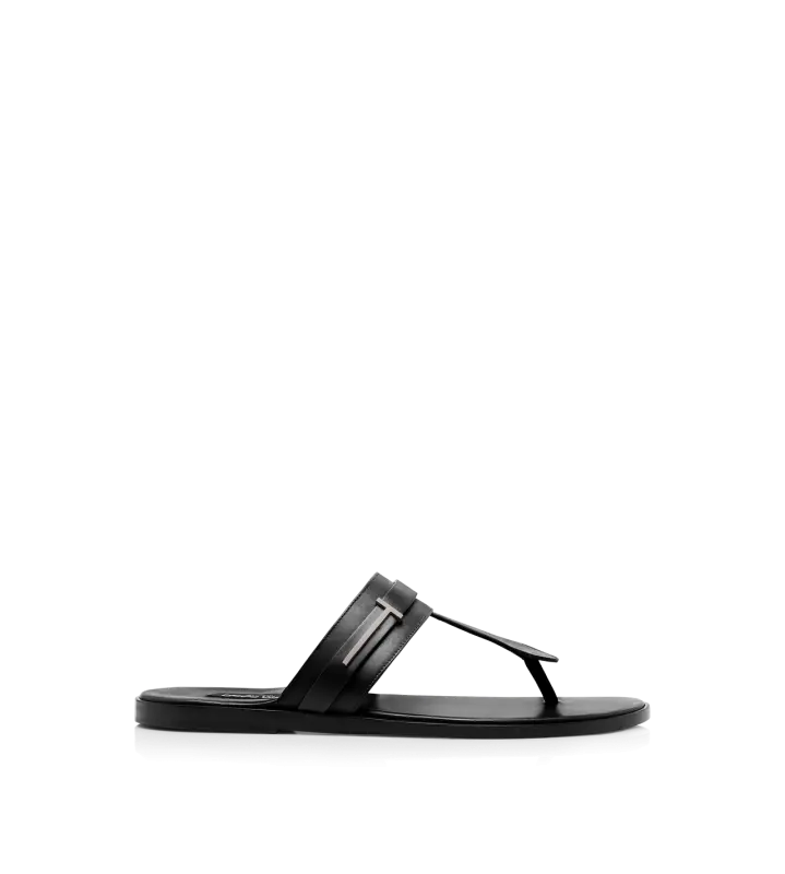 SMOOTH LEATHER T-SANDAL BLACK online